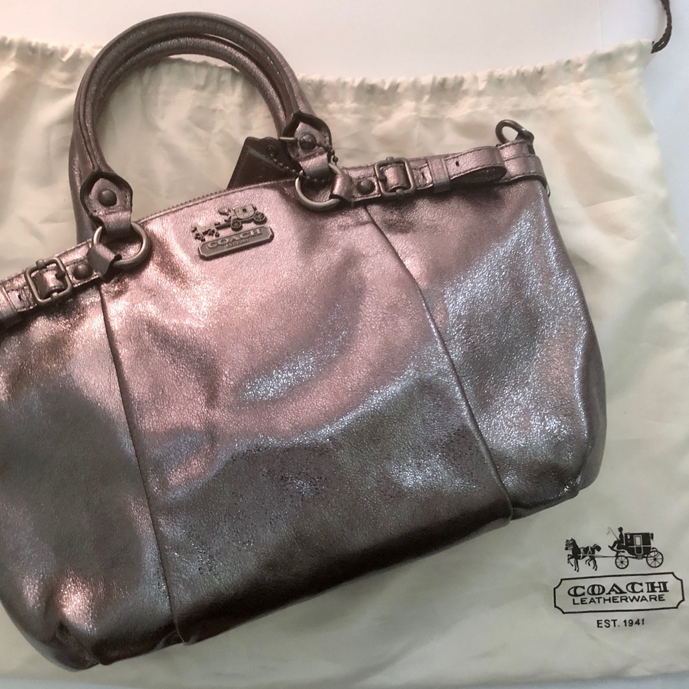 Silver/Grey/Gunmetal Coach Designer Satchel Bag